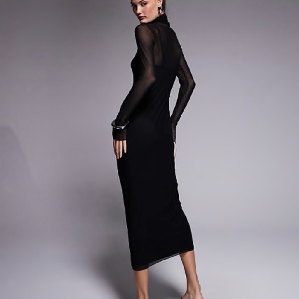 AFRM Black Long Sleeve Dress with Sheer Detail